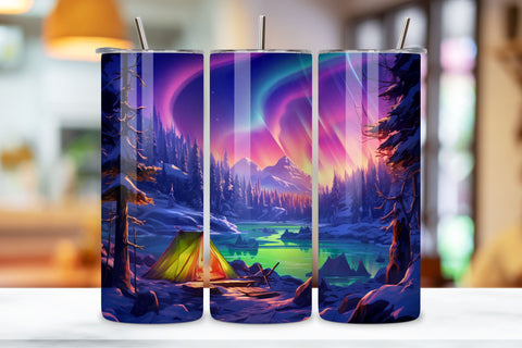 Northern Lights Tumbler Wrap | winter camping, Northern Lights Tumbler Wrap, Aurora Borealis 20oz Tumbler Sublimation Design, Straight & Tapered Tumbler Wrap Sublimation FloridPrintables 