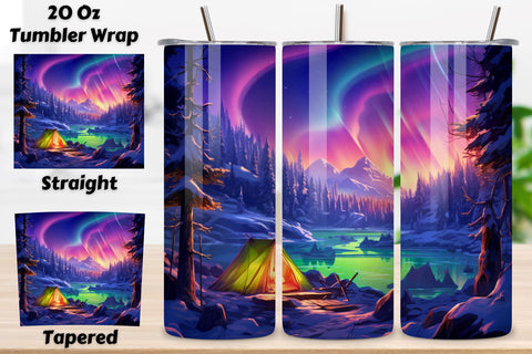 Northern Lights Tumbler Wrap | winter camping, Northern Lights Tumbler Wrap, Aurora Borealis 20oz Tumbler Sublimation Design, Straight & Tapered Tumbler Wrap Sublimation FloridPrintables 