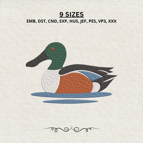 Northern Shoveler Duck Embroidery Design – Waterfowl Machine Embroidery File, Mallard Style Duck Hunting Design Embroidery/Applique DESIGNS PatternFeed8 