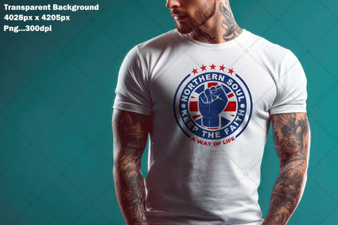 Toppa in stile retrò anni '60 con logo Northern Soul Keep The Faith Maglietta Toppa in stile retrò anni '60 con logo Northern Soul Keep The Faith Maglietta