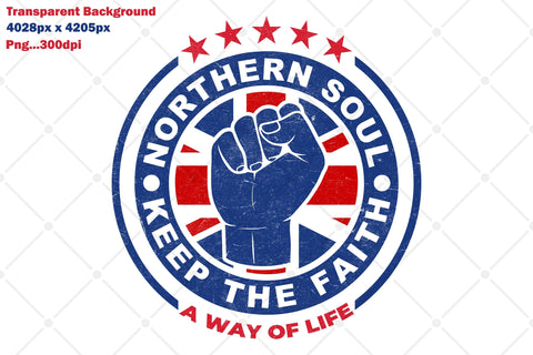 Northern Soul Fist Emblem Keep the Faith Sublimation Karma Genie Graphics 