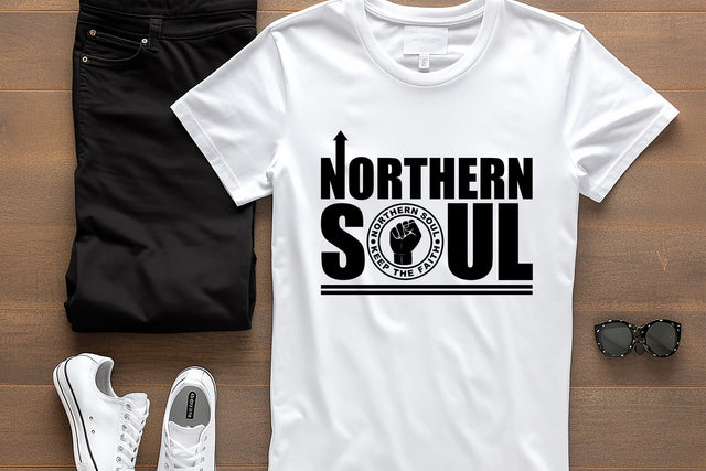 Northern Soul - Keep the Faith - Black Design Sublimation Karma Genie Graphics 