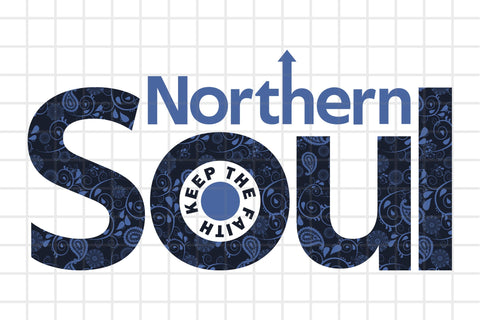 Northern Soul - Keep The Faith - Paisley Blue Graphic Design Sublimation Karma Genie Graphics 