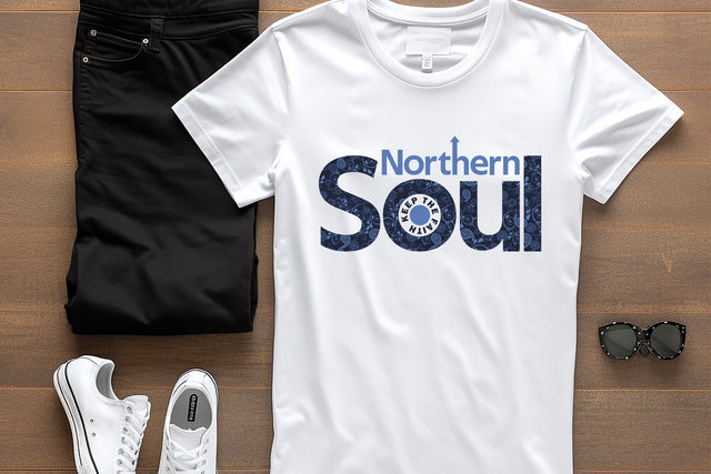 Northern Soul - Keep The Faith - Paisley Blue Graphic Design Sublimation Karma Genie Graphics 