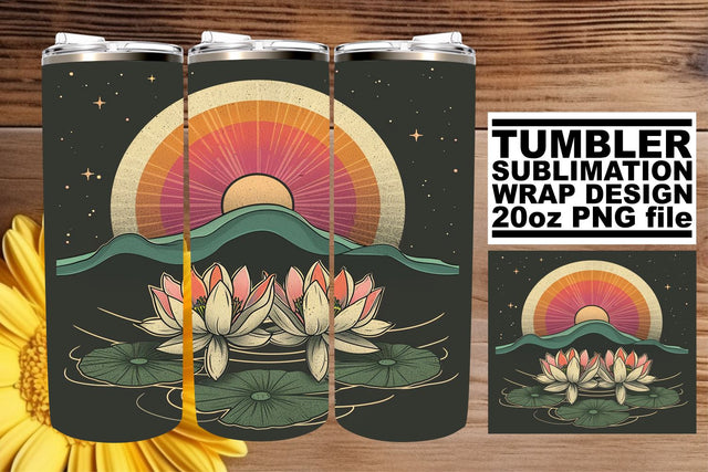 Nostalgic Flower Serenity: Sublimation 20oz Tumbler Wrap Sublimation afrosvg 