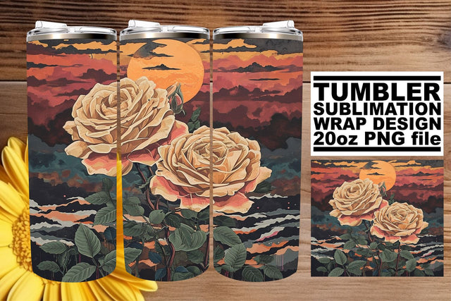 Nostalgic Petal Dream: Sublimation 20oz Tumbler Wrap Sublimation afrosvg 