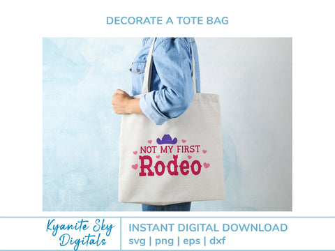 Not My First Rodeo SVG western quote with hearts and cowgirl hat SVG Kyanite Sky Digitals 