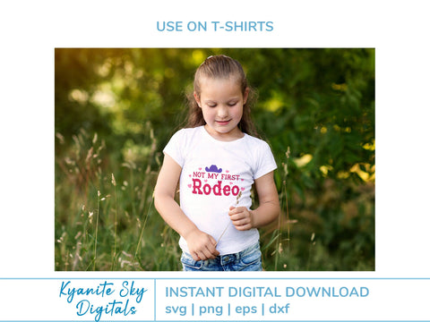 Not My First Rodeo SVG western quote with hearts and cowgirl hat SVG Kyanite Sky Digitals 