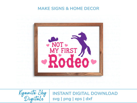 Not My First Rodeo SVG western quote with horse and hearts SVG Kyanite Sky Digitals 