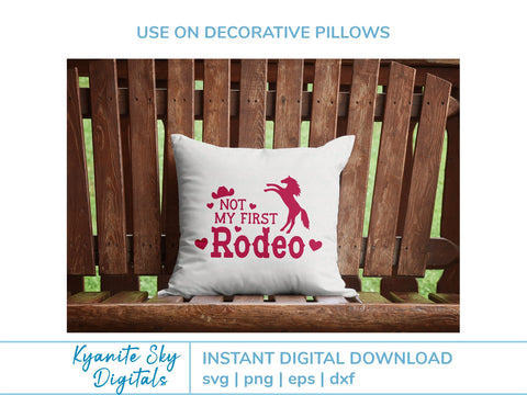 Not My First Rodeo SVG western quote with horse and hearts SVG Kyanite Sky Digitals 