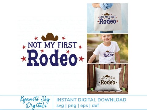Not My First Rodeo SVG western quote with stars and cowboy hat SVG Kyanite Sky Digitals 