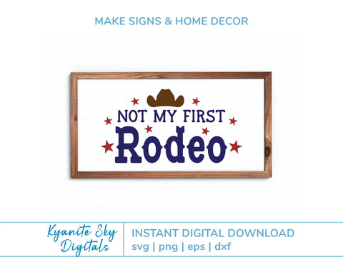 Not My First Rodeo SVG western quote with stars and cowboy hat SVG Kyanite Sky Digitals 
