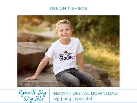 Not My First Rodeo SVG western quote with stars and cowboy hat SVG Kyanite Sky Digitals 