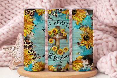 Not Perfect Just Forgiven, Christian Inspirational, Affirmation, 20 Oz Skinny Sublimation Tumbler Wrap Digital Design PNG File Download Sublimation DesignSVG 
