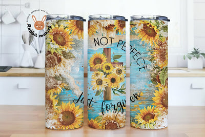 Not Perfect Just Forgiven, Christian Inspirational, Affirmation 20 Oz Skinny Sublimation Tumbler Wrap Sublimation Rabbitmakies 