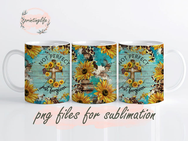Not Perfect Just Forgiven, Christian Inspirational, Affirmation Mug Wrap Design, Instant Digital Design Download Mug Wrap Design, Mug Design PNG Sublimation PrintingLife 