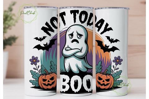 Not Today Boo Ghost 20oz Tumbler Wrap Sublimation PixelChick 