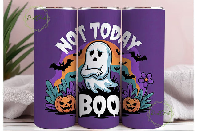 Not Today Boo Ghost 20oz Tumbler Wrap Sublimation PixelChick 