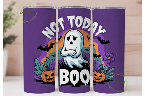 Not Today Boo Ghost 20oz Tumbler Wrap Sublimation PixelChick 