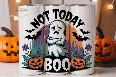 Not Today Boo Ghost 20oz Tumbler Wrap Sublimation PixelChick 