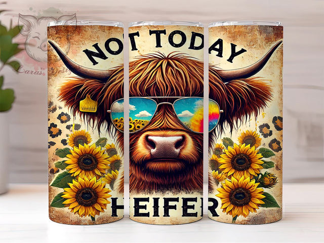 Not Today Heifer 20oz Tumbler, Highland Cow Tumbler, 20oz Sublimation, Funny Cow Design, Custom Tumbler Wrap, Farm Animal Gift, Country Decor Sublimation Lara' s Designs 