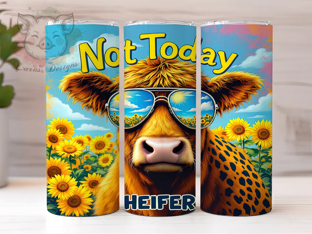 Not Today Heifer 20oz Tumbler, Highland Cow Tumbler, 20oz Sublimation, Funny Cow Design, Custom Tumbler Wrap, Farm Animal Gift, Country Decor Sublimation Lara' s Designs 