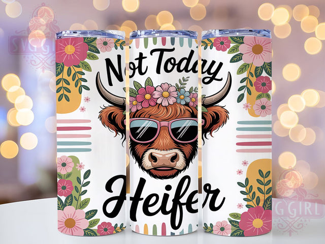 Not Today Heifer 20oz Tumbler, Sarcastic Highland Cow Tumbler, Funny Animal Wrap, Humor PNG Design, Sublimation Design, 20oz Tumbler Wrap, Farm Animal Cup Design Sublimation SvggirlplusArt 