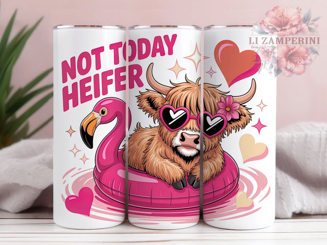 Not Today Heifer 20oz Tumbler Wrap, Not Today Heifer Sublimation, Cartoon Cow PNG, Humorous Cow Design, 20oz Tumbler Wrap, Cute Cow Sublimation, Summer Vibes Wrap Sublimation Li Zamperini 