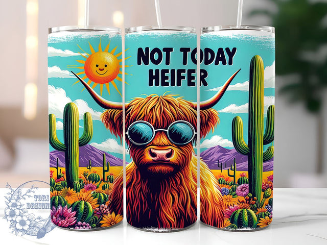 Not Today Heifer, Highland Cow Tumbler, Sarcastic Cow Design, Funny Cow Wrap, 20oz Tumbler, Sublimation PNG, Farmhouse Tumbler Sublimation ToriDesigns 