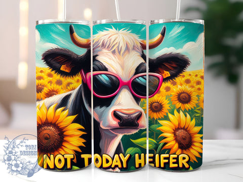 Not Today Heifer, Sarcastic Cow Tumbler, Dairy Cow Design, Funny Cow Wrap, 20oz Tumbler, Sublimation PNG, Farmhouse Decor Sublimation ToriDesigns 