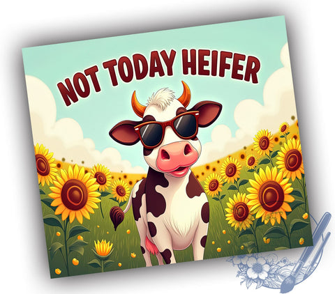 Not Today Heifer, Sarcastic Cow Tumbler, Dairy Cow Design, Funny Cow Wrap, 20oz Tumbler, Sublimation PNG, Farmhouse Decor Sublimation ToriDesigns 