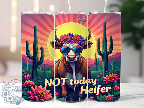 Not Today Heifer Tumbler, Funny Cow Design, 20oz Sublimation, Humorous Drinkware, Cow Lover Gift, Unique Tumbler Wrap, Edgy Cow Mug Sublimation ToriDesigns 