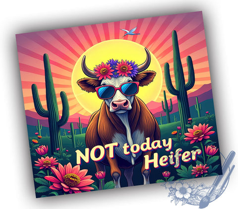 Not Today Heifer Tumbler, Funny Cow Design, 20oz Sublimation, Humorous Drinkware, Cow Lover Gift, Unique Tumbler Wrap, Edgy Cow Mug Sublimation ToriDesigns 