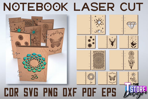 Notebook Cover Laser Cut Design Bundle | Notebook Cover Design | CNC File SVG The T Store Design 