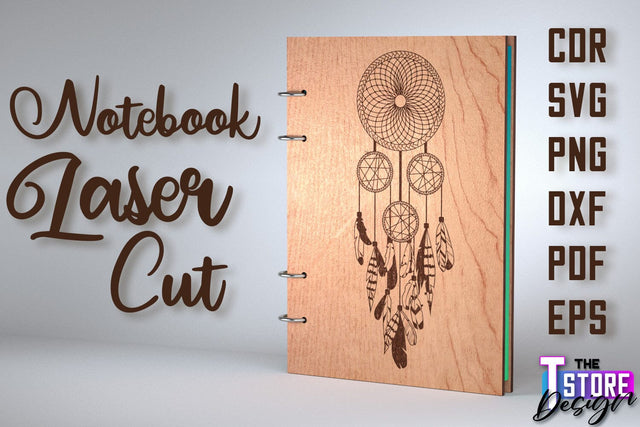 Notebook Cover Laser Cut Design | Notebook Cover Design | CNC File SVG The T Store Design 