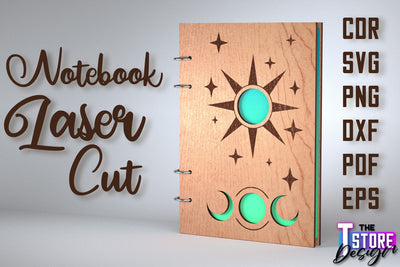 Notebook Cover Laser Cut Design | Notebook Cover Design | CNC File SVG The T Store Design 