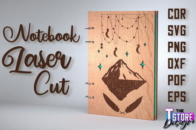 Notebook Cover Laser Cut Design | Notebook Cover Design | CNC File SVG The T Store Design 