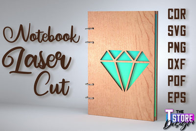 Notebook Cover Laser Cut Design | Notebook Cover Design | CNC File SVG The T Store Design 