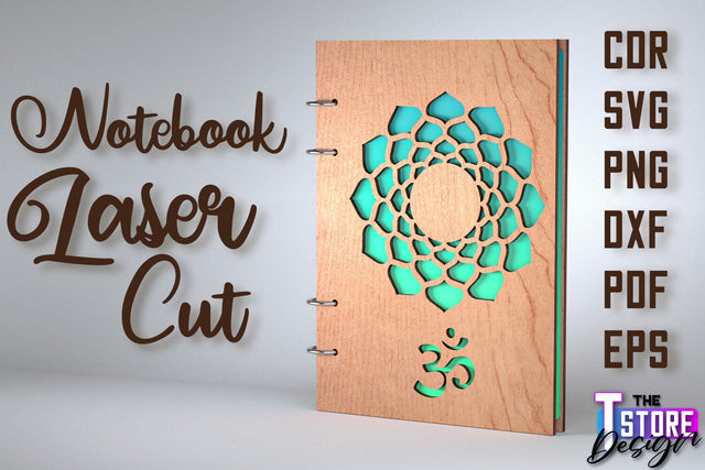 Notebook Cover Laser Cut Design | Notebook Cover Design | CNC File SVG The T Store Design 