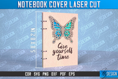 Notebook Cover Laser Cut | Notebook Cover Design | CNC File SVG Fly Design 