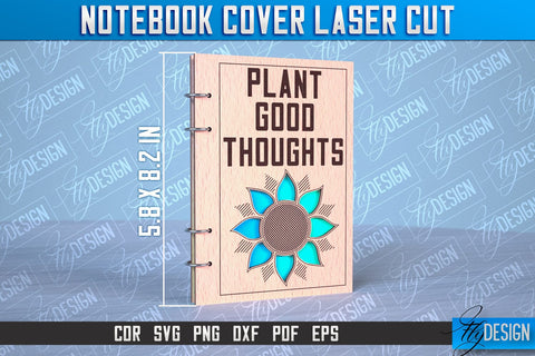 Notebook Cover Laser Cut | Notebook Cover Design | CNC File SVG Fly Design 