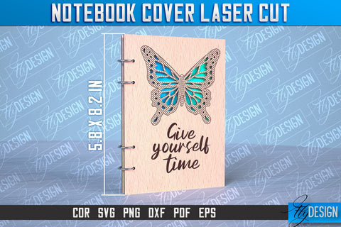 Notebook Cover Laser Cut | Notebook Cover Design | CNC File SVG Fly Design 