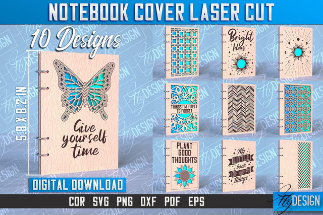 Notebook Cover Laser Cut | Notebook Cover Design | CNC File SVG Fly Design 
