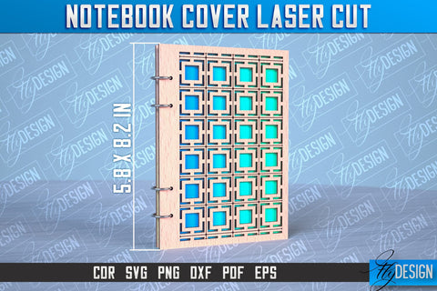 Notebook Cover Laser Cut | Notebook Cover Design | CNC File SVG Fly Design 