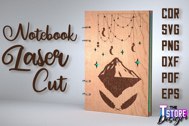 Notebook Cover Laser Cut | Notebook Cover Design | CNC File SVG The T Store Design 