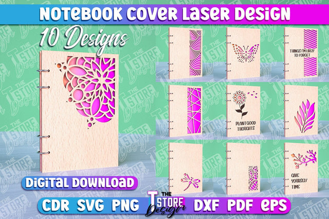 Notebook Cover Laser Cut | Notebook Cover Design | CNC File SVG The T Store Design 