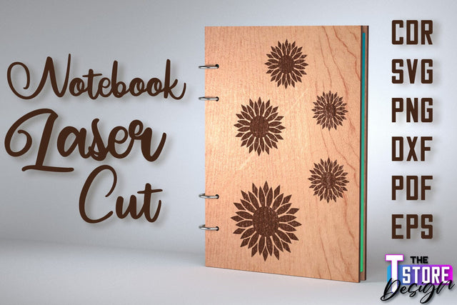 Notebook Cover Laser Cut | Notebook Cover Design | CNC File SVG The T Store Design 