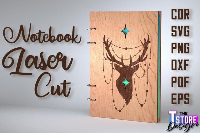 Notebook Cover Laser Cut | Notebook Cover Design | CNC File SVG The T Store Design 