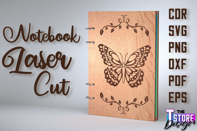 Notebook Cover Laser Cut | Notebook Cover Design | CNC File SVG The T Store Design 