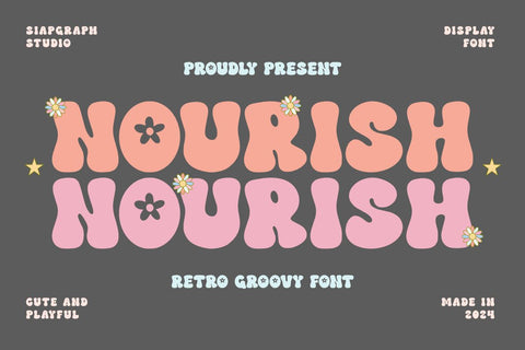 Nourish - Retro Groovy Font Font Masyafi Studio 
